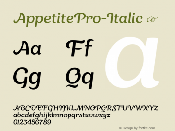 AppetitePro-Italic ☞ Version 1.000;com.myfonts.easy.deniserebryakov.appetite-pro.italic.wfkit2.version.4xNZ Font Sample