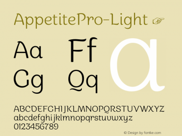 AppetitePro-Light ☞ Version 1.000;com.myfonts.easy.deniserebryakov.appetite-pro.light.wfkit2.version.4xNS图片样张