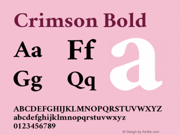 Crimson Bold Version 0.8  Font Sample