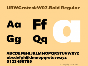 URWGroteskW07-Bold Regular Version 1.00 Font Sample