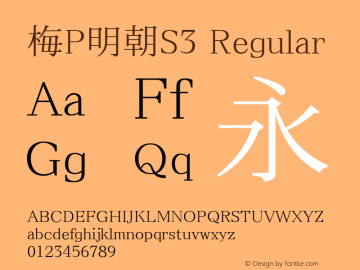 梅P明朝S3 Regular Look update time of this file. Font Sample