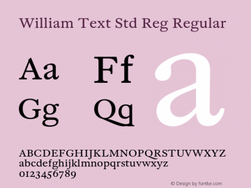 William Text Std Reg Regular Version 1.0; 2016图片样张