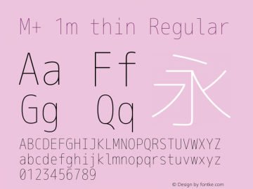 M+ 1m thin Regular Version 1.060 Font Sample