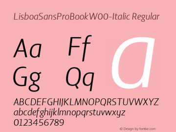 LisboaSansProBookW00-Italic Regular Version 2.10 Font Sample