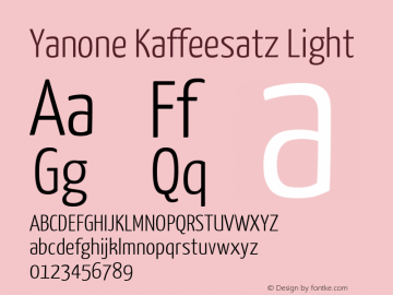 Yanone Kaffeesatz Light Version 1.003 Font Sample