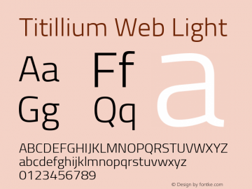 Titillium Web Light Version 1.001;PS 57.000;hotconv 1.0.70;makeotf.lib2.5.55311 Font Sample