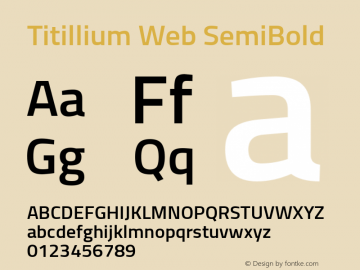 Titillium Web SemiBold Version 1.001;PS 57.000;hotconv 1.0.70;makeotf.lib2.5.55311图片样张