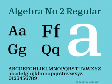 Algebra No 2 Regular Version 1.1 2016 Font Sample