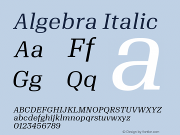 Algebra Italic Version 1.1 2016 Font Sample
