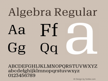 Algebra Regular Version 1.1 2016 Font Sample