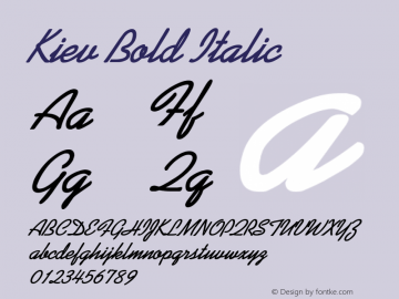 Kiev Bold Italic 1.0/1995: 2.0/2001 Font Sample