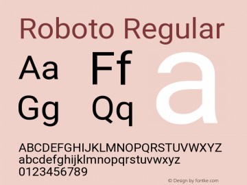 Roboto Regular Version 2.1289 Font Sample