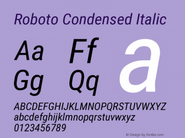 Roboto Condensed Italic Version 2.1289图片样张