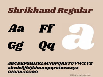 Shrikhand Regular Version 1.000;PS 1.0;hotconv 1.0.86;makeotf.lib2.5.63406 Font Sample