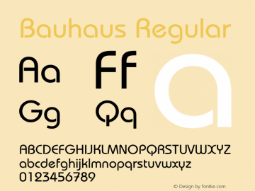Bauhaus Regular Version 4.20 March 12, 2010 Font Sample