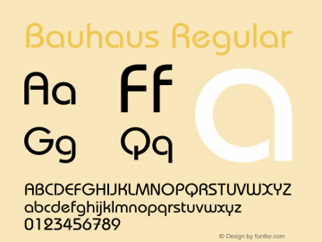 Bauhaus Regular Version 4.20 March 12, 2010图片样张