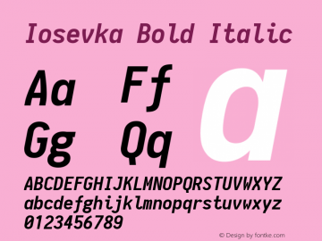 Iosevka Bold Italic 1.8.1; ttfautohint (v1.5)图片样张