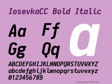 IosevkaCC Bold Italic 1.8.1; ttfautohint (v1.5) Font Sample