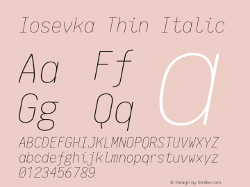 Iosevka Thin Italic 1.8.1; ttfautohint (v1.5)图片样张