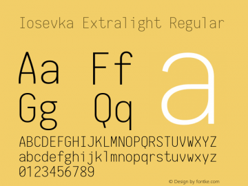 Iosevka Extralight Regular 1.8.1; ttfautohint (v1.5)图片样张