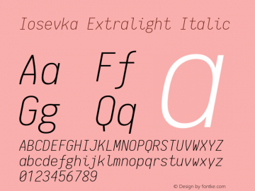 Iosevka Extralight Italic 1.8.1; ttfautohint (v1.5)图片样张