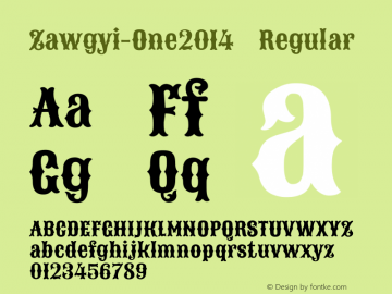 Zawgyi-One2014 Regular Version 4.00 December 25, 2014 Font Sample