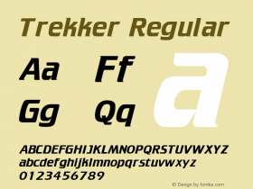 Trekker Regular Print Artist: Sierra On-Line, Inc. Font Sample