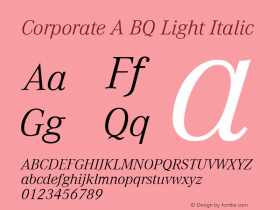 Corporate A BQ Light Italic Version 001.000图片样张