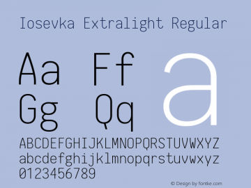 Iosevka Extralight Regular 1.8.2; ttfautohint (v1.5)图片样张