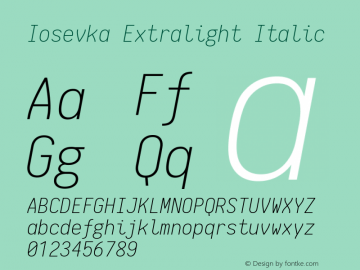 Iosevka Extralight Italic 1.8.2; ttfautohint (v1.5)图片样张