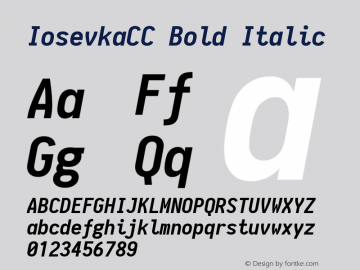 IosevkaCC Bold Italic 1.8.2; ttfautohint (v1.5) Font Sample