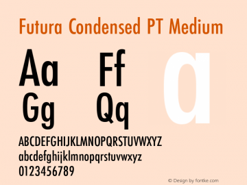 Futura Condensed PT Medium Version 1.700 Font Sample