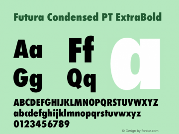 Futura Condensed PT ExtraBold Version 1.700 Font Sample