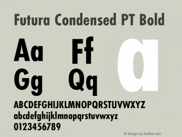 Futura Condensed PT Bold Version 1.700 Font Sample