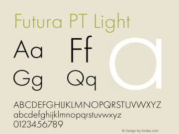 Futura PT Light Version 1.700 Font Sample
