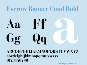 Escrow Banner Cond Bold Version 1.0 Font Sample