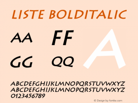 Liste BoldItalic Altsys Fontographer 4.1 5/10/96 Font Sample