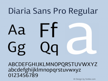 Diaria Sans Pro Regular Version 001.000 Font Sample