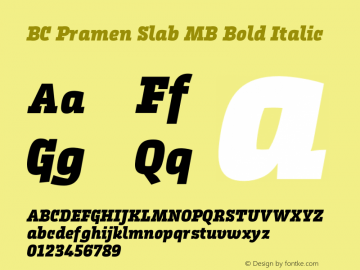 BC Pramen Slab MB Bold Italic Version 1.000 Font Sample