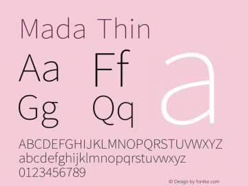 Mada Thin Version 0.3 Font Sample