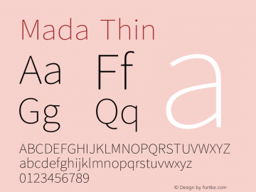 Mada Thin Version 0.3 Font Sample