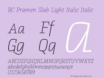 BC Pramen Slab Light Italic Italic Version 1.000图片样张