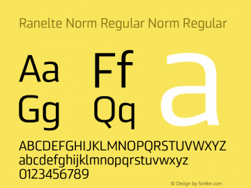 Ranelte Norm Regular Norm Regular Version 1.000 Font Sample