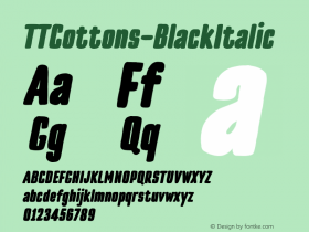 TTCottons-BlackItalic ☞ Version 1.000;com.myfonts.easy.type-type.tt-cottons.black-italic.wfkit2.version.4y1H图片样张