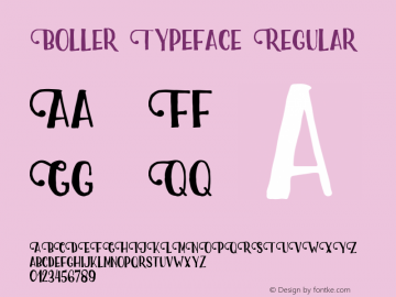 Boller Typeface Regular Version 1.000 Font Sample