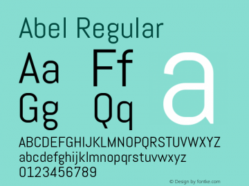 Abel Regular Version 1.002 Font Sample