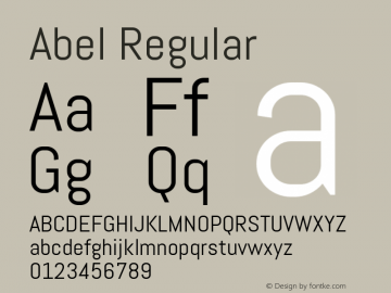 Abel Regular Version 1.002 Font Sample