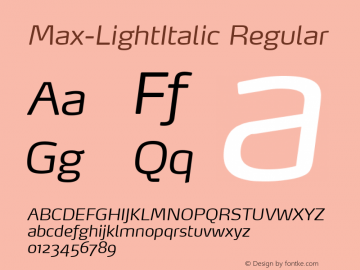 Max-LightItalic Regular 4.460 Font Sample