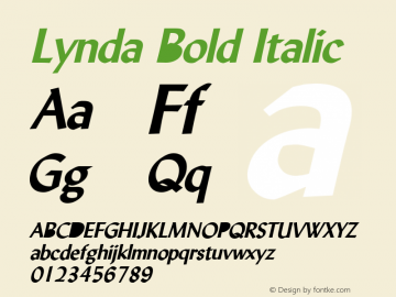 Lynda Bold Italic 1.0 Wed Jul 28 13:02:02 1993图片样张