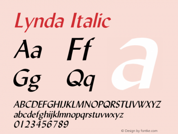 Lynda Italic 1.0 Wed Jul 28 13:04:20 1993 Font Sample